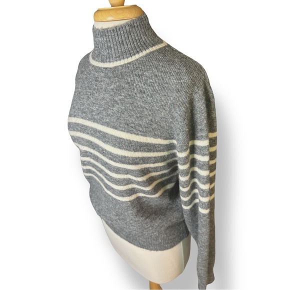 Mango Gray and Cream Striped Turtleneck Sweater - Picture 2 of 4